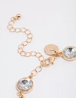 Gold Round Diamante Stone Bracelet