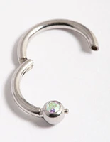 Surgical Steel Single Cubic Zirconia Clicker Ring 8mm