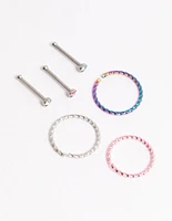 Surgical Steel Cubic Zirconia Nose Stud 6-Pack