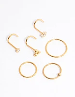 Gold Plated Titanium Ring & Hook Nose 6-Pack