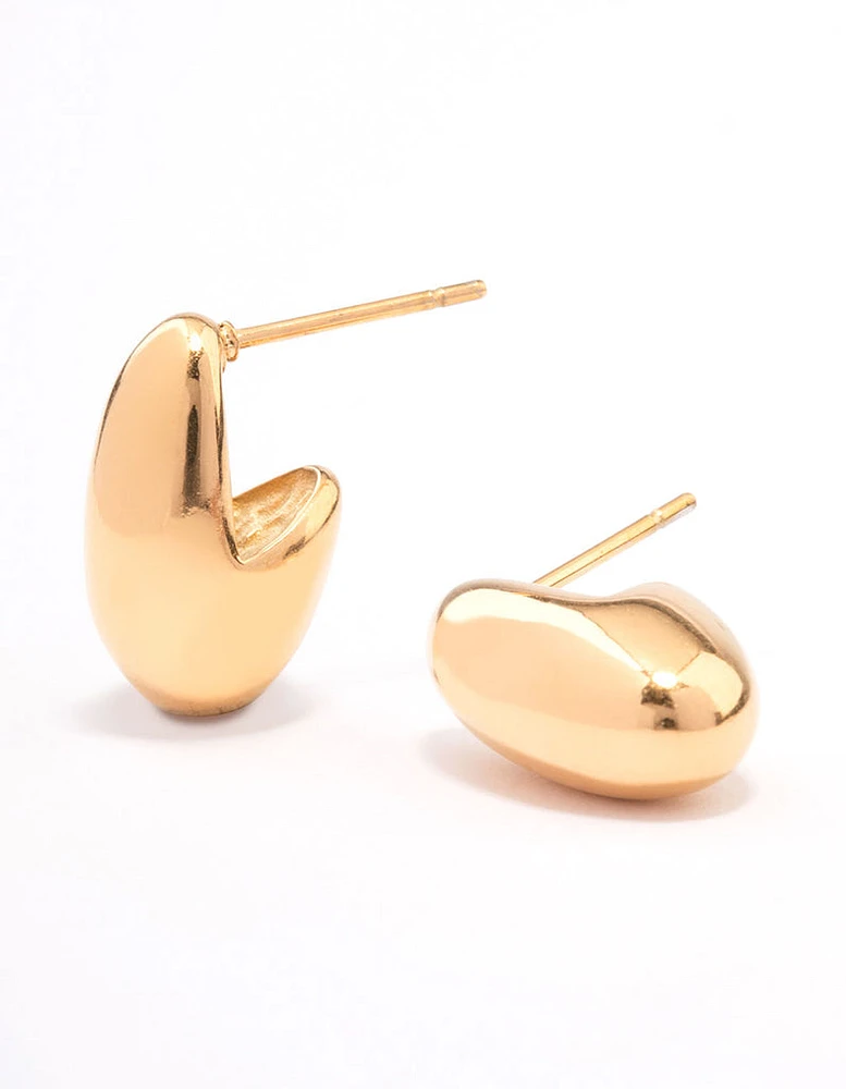 Gold Plated Surgical Steel Curved Bubble Stud Earrings