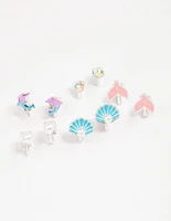 Kids Blue Sea Clip On Stud Earrings 6-Pack