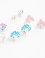 Kids Blue Sea Clip On Stud Earrings 6-Pack