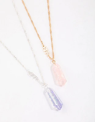 Kids Star & Clear Crystal BFF Pendant Necklaces