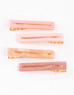 Kids Thin Rectangular Hair Clips 4-Pack