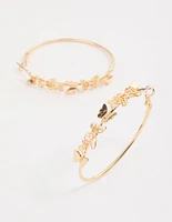 Gold Mini Butterfly Hoop Earrings