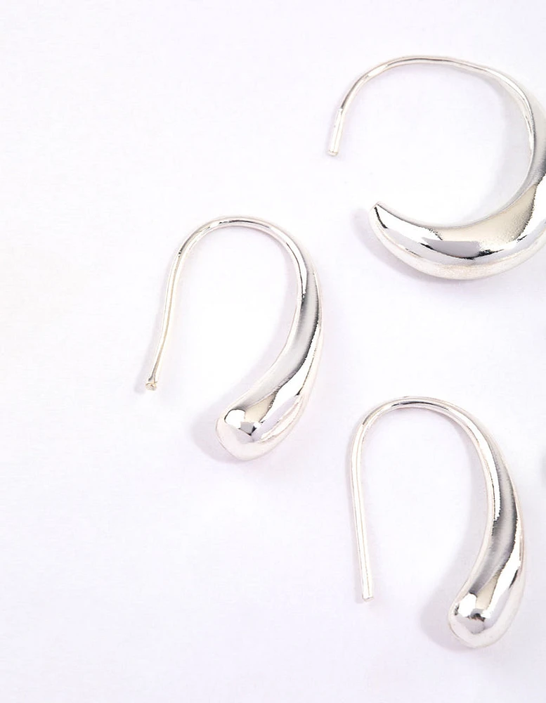 Silver Teardrop Hoop Earrings Pack