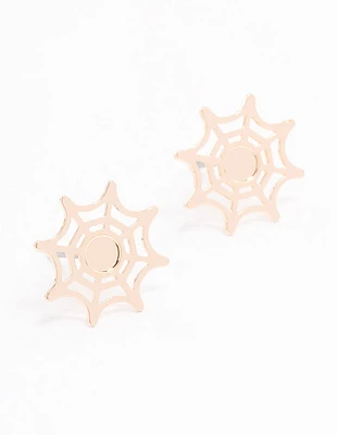 Gold Spiderweb Stud Earrings