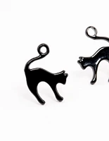 Acrylic Black Cat Stud Earrings