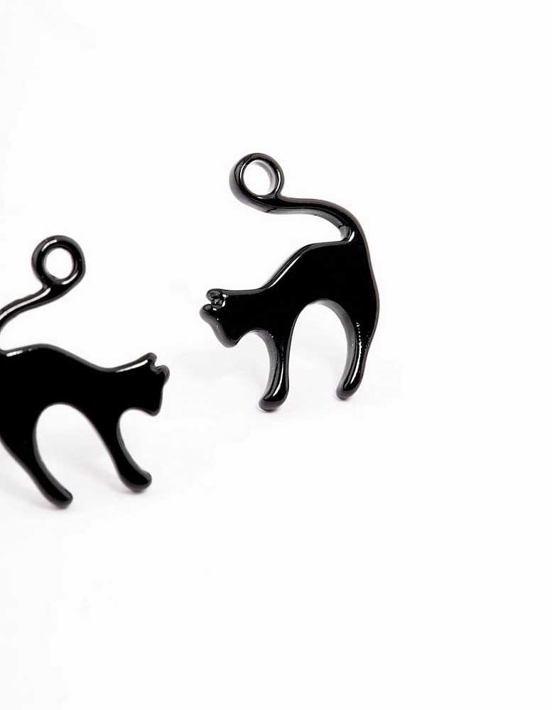 Acrylic Black Cat Stud Earrings