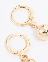 Gold Small Classic Ball Huggie Earrings