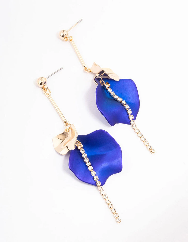 Blue Cup Chain & Petal Drop Earrings