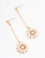 Blush Pearl Flower Bar Drop Earrings