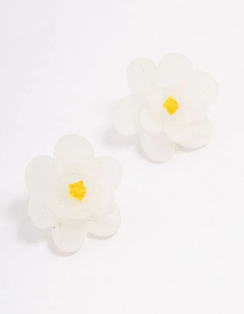 Frosted Flower Stud Earrings