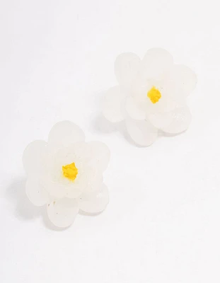 Frosted Flower Stud Earrings