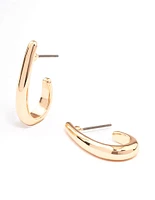 Gold Tall Drop Hoop Earrings