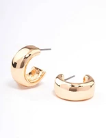 Gold Small Wide Rectangle Hoop Earrings