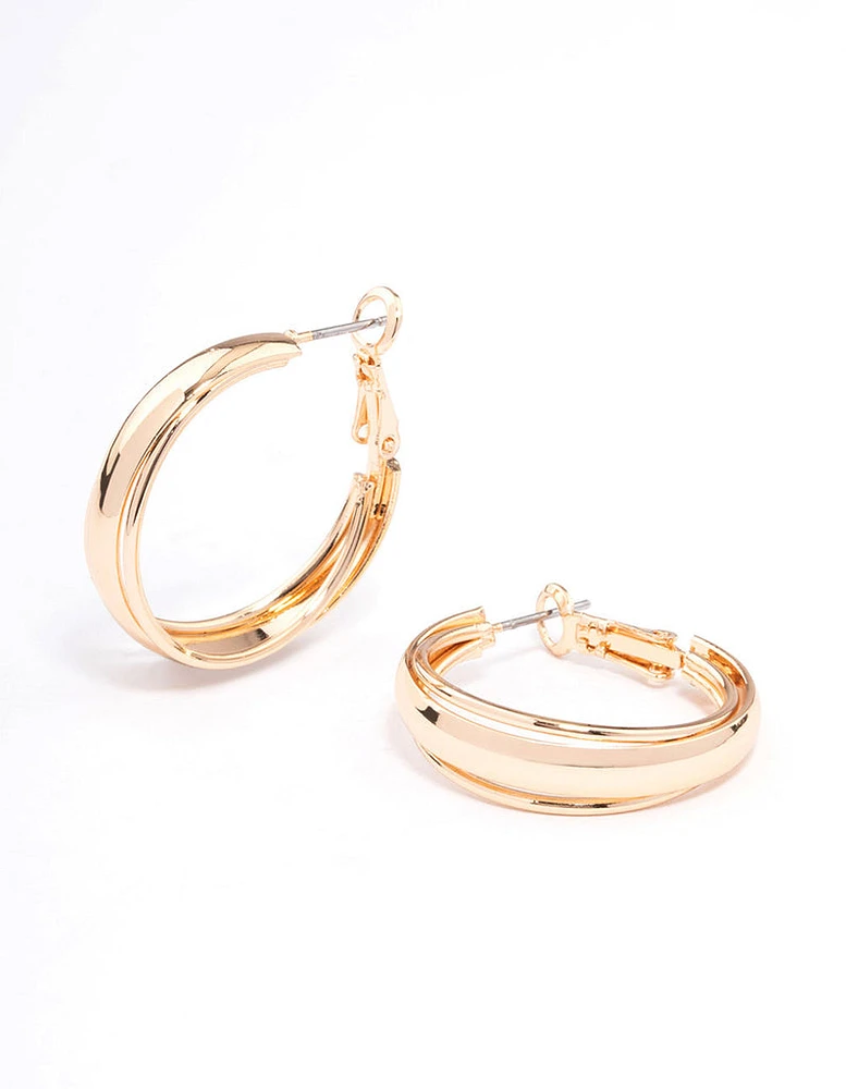 Gold Clean Triple Hoop Earrings