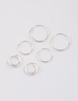 Sterling Silver Mixed Thick Hoop Earrings Pack