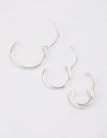 Sterling Silver Mixed Thick Hoop Earrings Pack