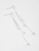 Sterling Silver Dangle Chain Ball Drop Earrings