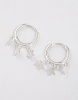 Sterling Silver Trio Star Huggie Earrings