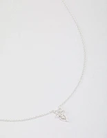 Sterling Silver Cubic Zirconia Stem Necklace