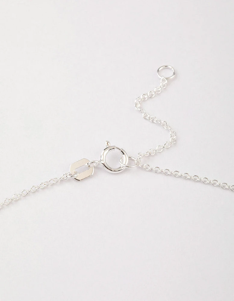 Sterling Silver Cubic Zirconia Stem Necklace