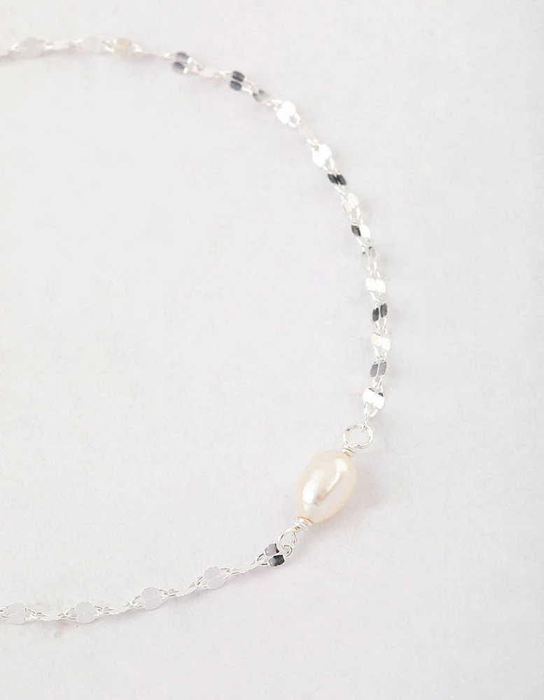 Sterling Silver Lane Rope Pearl Bracelet