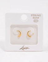 Gold Plated Sterling Silver Calligraphy Hoop Earrings