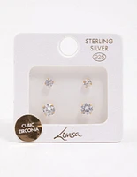 Gold Plated Sterling Silver Cubic Zirconia Stud Pack