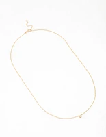 Gold Plated Sterling Silver Round Cubic Zirconia Dainty Necklace