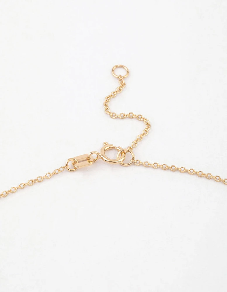 Gold Plated Sterling Silver Round Cubic Zirconia Dainty Necklace