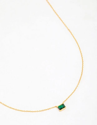 Gold Plated Sterling Silver Horizon Emerald Cut Necklace