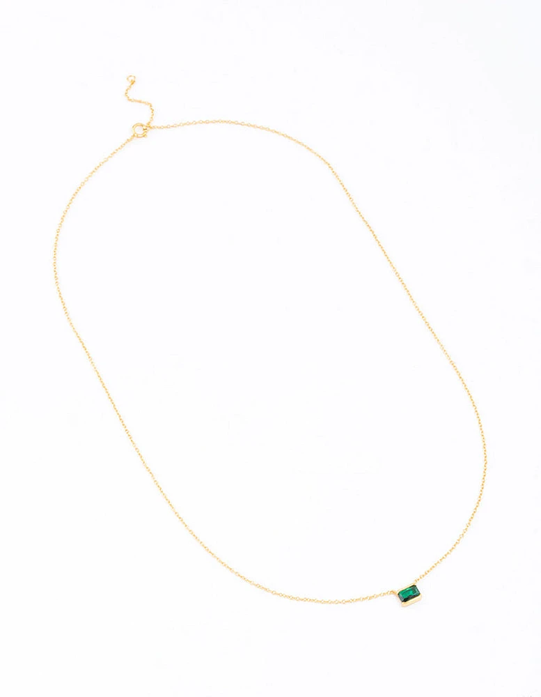 Gold Plated Sterling Silver Horizon Emerald Cut Necklace