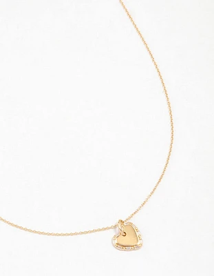 Gold Plated Sterling Silver Baguette Heart Necklace