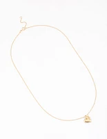 Gold Plated Sterling Silver Baguette Heart Necklace