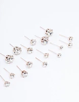 Rose Gold Classic Diamante Graduating Earring 12-Pack