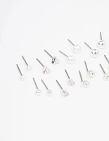 Silver Classic Pearl & Stone Earring 12-Pack