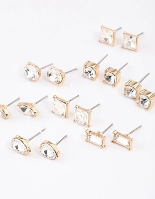 Gold Classic Mixed Stone Earrings 8-Pack