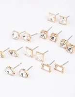 Gold Classic Mixed Stone Earrings 8-Pack