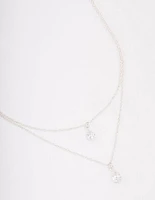 Silver Layered Dainty Diamante Short Necklace