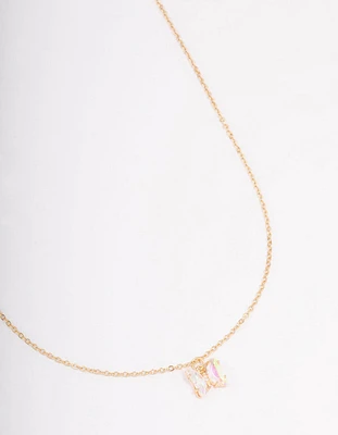 Gold Diamante Butterfly Necklace