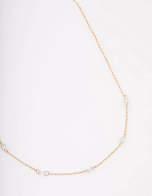 Gold Diamante Stone Chain Necklace