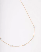 Gold Diamante Stone Chain Necklace