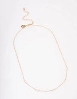 Gold Diamante Stone Chain Necklace