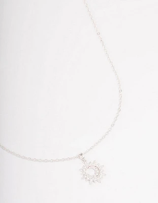 Silver Dainty Sunray Short Necklace