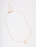 Gold Square Diamante Stone Short Necklace