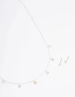 Silver Diamante Droplet Jewellery Set