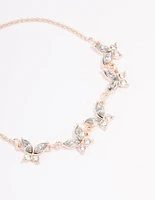 Rose Gold Diamante Butterfly Toggle Bracelet